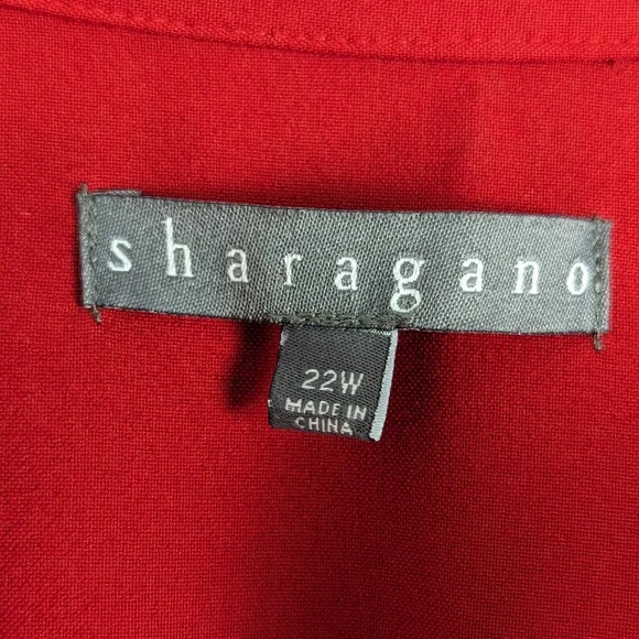 Women's Sharagano Button-Front Shirt Dress in Red Size 22W - Picture 5 of 6